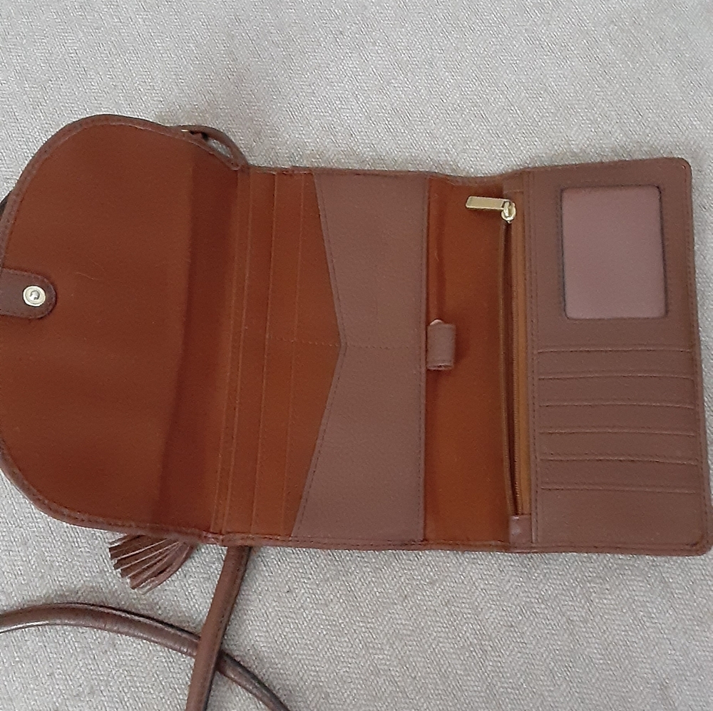 Fossil Elegant Brown Leather Crossbody Bag ,wallet - Picture 5 of 16
